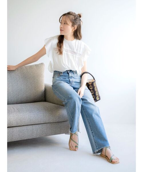 Ungrid（アングリッド）の「コットンノースリフリルブラウス（シャツ/ブラウス・レディース・ブラック/オフホワイト/オレンジ・FREE）」の20枚目の写真