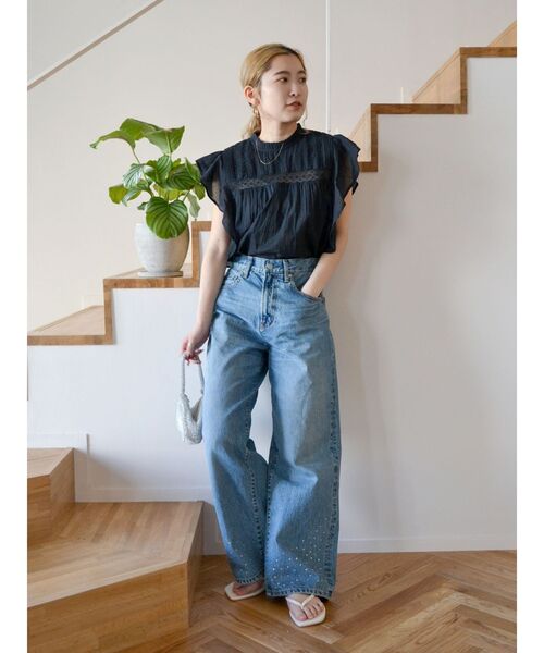 Ungrid（アングリッド）の「コットンノースリフリルブラウス（シャツ/ブラウス・レディース・ブラック/オフホワイト/オレンジ・FREE）」の19枚目の写真