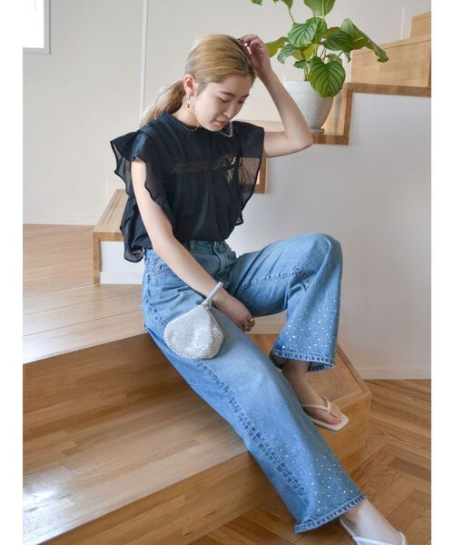 Ungrid（アングリッド）の「コットンノースリフリルブラウス（シャツ/ブラウス・レディース・ブラック/オフホワイト/オレンジ・FREE）」の8枚目の写真