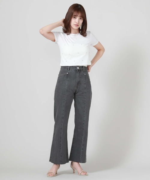 archives（アルシーヴ）の「ビジューコンパクトＴシャツ（Tシャツ/カットソー・レディース・オフホワイト/ブラック/ピンク・MEDIUM）」の20枚目の写真