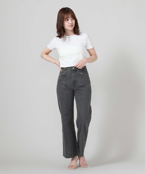 archives（アルシーヴ）の「ビジューコンパクトＴシャツ（Tシャツ/カットソー・レディース・オフホワイト/ブラック/ピンク・MEDIUM）」の18枚目の写真