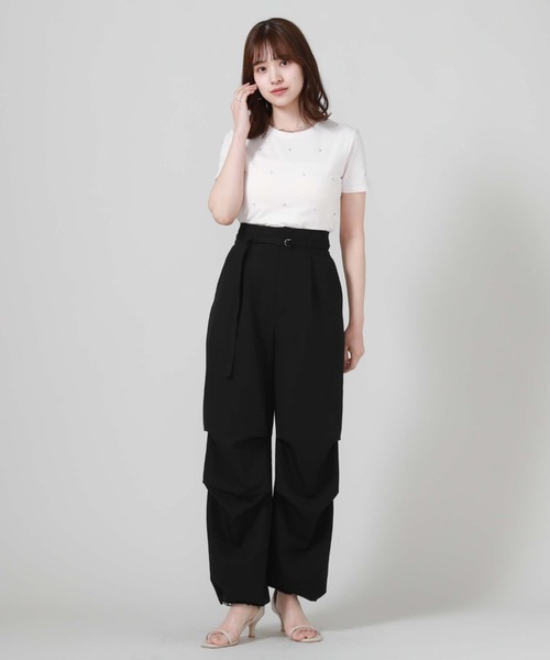 archives（アルシーヴ）の「ビジューコンパクトＴシャツ（Tシャツ/カットソー・レディース・オフホワイト/ブラック/ピンク・MEDIUM）」の6枚目の写真