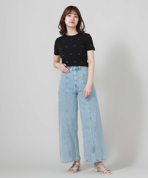 archives（アルシーヴ）の「ビジューコンパクトＴシャツ（Tシャツ/カットソー・レディース・オフホワイト/ブラック/ピンク・MEDIUM）」の13枚目の写真