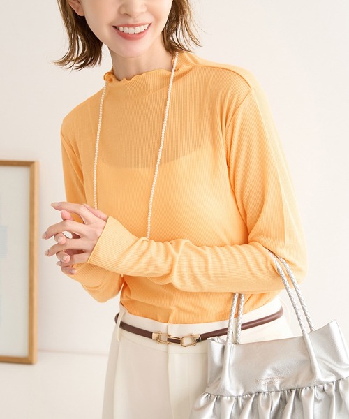 SETTAN/ハイネック/リボン/シアー/フリル/ドット/膝丈/ミディアム丈 XS-Lサイズあり【SETTAN/セッタン】ハイネック/ リボン/ シアー