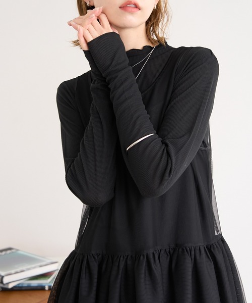 ROPE' PICNIC（ロペピクニック）の「シアーカットプチハイネックプルオーバー（Tシャツ/カットソー・レディース・ブラック/オフホワイト/オレンジ系その他/ライトグリーン・38）」の3枚目の写真