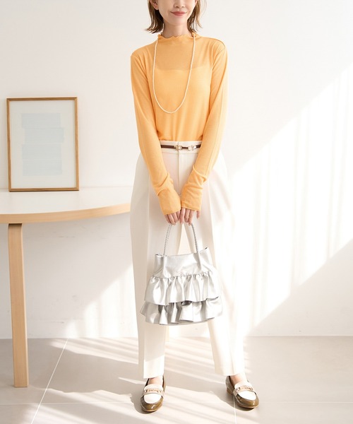 ROPE' PICNIC（ロペピクニック）の「シアーカットプチハイネックプルオーバー（Tシャツ/カットソー・レディース・ブラック/オフホワイト/オレンジ系その他/ライトグリーン・38）」の17枚目の写真