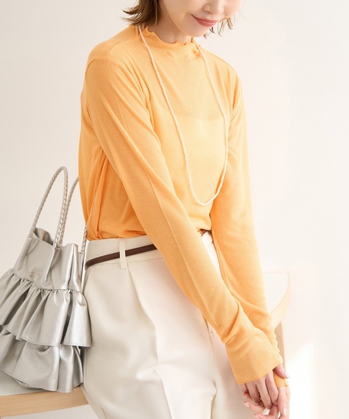 ROPE' PICNIC（ロペピクニック）の「シアーカットプチハイネックプルオーバー（Tシャツ/カットソー・レディース・ブラック/オフホワイト/オレンジ系その他/ライトグリーン・38）」の19枚目の写真