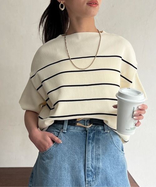 Chez toi(シェトワ)の「軽量ニットアップスリーブプルオーバー(ニット/セーター・レディース・ブラック/オレンジ/グレー/オフホワイト・FREE)」の5枚目の写真