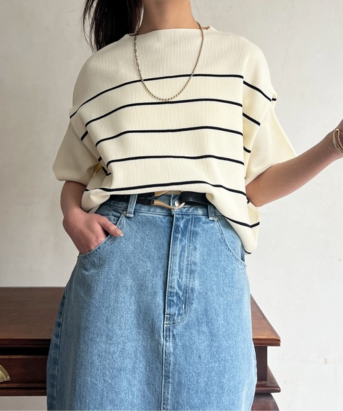 Chez toi(シェトワ)の「軽量ニットアップスリーブプルオーバー(ニット/セーター・レディース・ブラック/オレンジ/グレー/オフホワイト・FREE)」の6枚目の写真