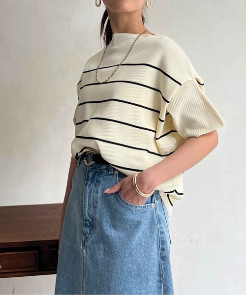 Chez toi(シェトワ)の「軽量ニットアップスリーブプルオーバー(ニット/セーター・レディース・ブラック/オレンジ/グレー/オフホワイト・FREE)」の8枚目の写真