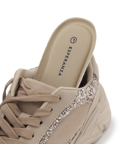 ESPERANZA(エスペランサ)の「ふわふわクッショングリッターコンビスニーカー 24SS(スニーカー・レディース・ホワイト系9/ブラック系8/ベージュ系8・LL/L/M/S)」の17枚目の写真