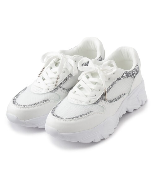 ESPERANZA(エスペランサ)の「ふわふわクッショングリッターコンビスニーカー 24SS(スニーカー・レディース・ホワイト系9/ブラック系8/ベージュ系8・LL/L/M/S)」の4枚目の写真