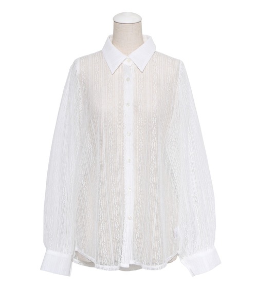 PUNYUS(プニュズ)の「パフスリーブレースシャツ(シャツ/ブラウス・レディース・ブラック/ホワイト/グレー・1/2/3/4)」の9枚目の写真