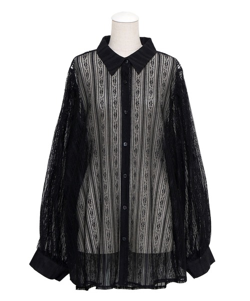 PUNYUS(プニュズ)の「パフスリーブレースシャツ(シャツ/ブラウス・レディース・ブラック/ホワイト/グレー・1/2/3/4)」の10枚目の写真