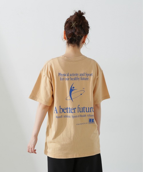Russell Athletic（ラッセルアスレティック）の「◆【RUSSELL ATHLETIC】Graphic Tシャツ（Tシャツ/カットソー・レディース・ライトイエロー/オフホワイト/オレンジ・MEDIUM）」の6枚目の写真