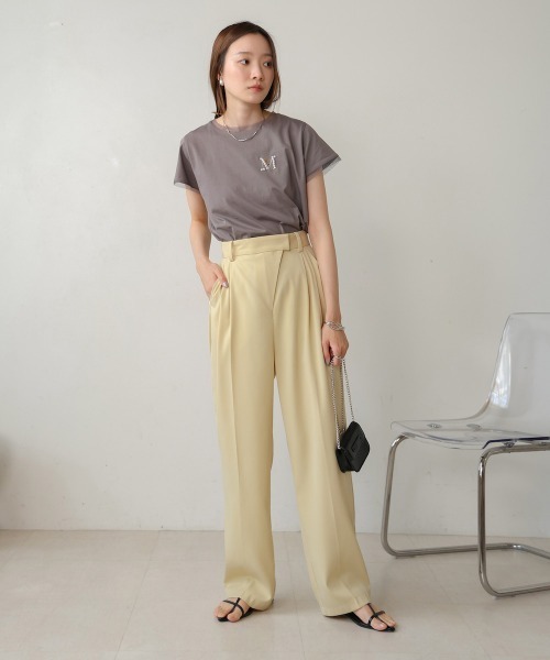 Bab（バブ）の「【S・M・Lサイズ展開】ラップ調タック入りスラックス（スラックス・レディース・チャコールグレー/アイボリー/ベージュ/イエロー・L/M/S）」の16枚目の写真