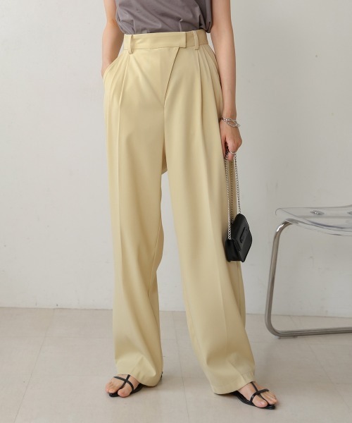 Bab（バブ）の「【S・M・Lサイズ展開】ラップ調タック入りスラックス（スラックス・レディース・チャコールグレー/アイボリー/ベージュ/イエロー・L/M/S）」の17枚目の写真