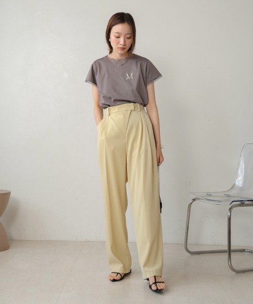 Bab（バブ）の「【S・M・Lサイズ展開】ラップ調タック入りスラックス（スラックス・レディース・チャコールグレー/アイボリー/ベージュ/イエロー・L/M/S）」の11枚目の写真