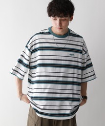 RAGEBLUE | 【SIGNAL SPORTS】ワンポイント刺繍/ボーダークルーネックオーバーTシャツ(Tシャツ/カットソー)