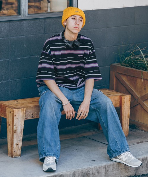 RAGEBLUE（レイジブルー）の「【SIGNAL SPORTS】ワンポイント刺繍／ボーダークルーネックオーバーTシャツ（Tシャツ/カットソー・メンズ・ホワイト/グレー/ブルー/ブラック・MEDIUM/LARGE）」の9枚目の写真