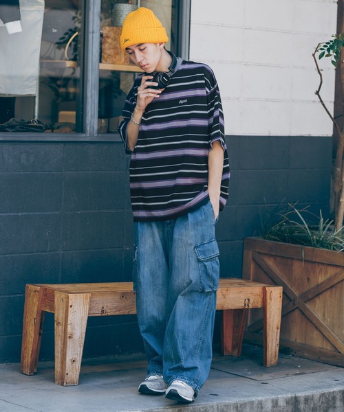 RAGEBLUE（レイジブルー）の「【SIGNAL SPORTS】ワンポイント刺繍／ボーダークルーネックオーバーTシャツ（Tシャツ/カットソー・メンズ・ホワイト/グレー/ブルー/ブラック・MEDIUM/LARGE）」の12枚目の写真