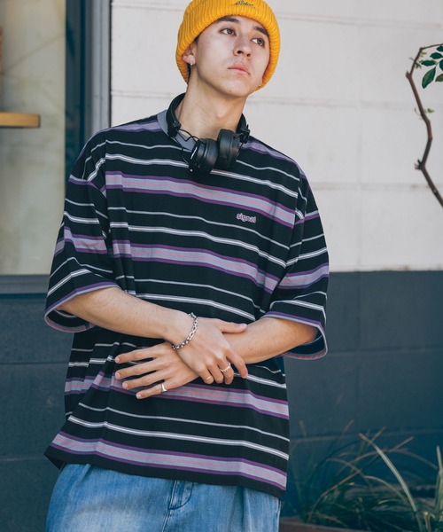 RAGEBLUE（レイジブルー）の「【SIGNAL SPORTS】ワンポイント刺繍／ボーダークルーネックオーバーTシャツ（Tシャツ/カットソー・メンズ・ホワイト/グレー/ブルー/ブラック・MEDIUM/LARGE）」の14枚目の写真