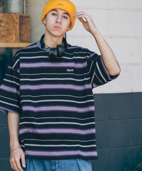 RAGEBLUE（レイジブルー）の「【SIGNAL SPORTS】ワンポイント刺繍／ボーダークルーネックオーバーTシャツ（Tシャツ/カットソー・メンズ・ホワイト/グレー/ブルー/ブラック・MEDIUM/LARGE）」の15枚目の写真