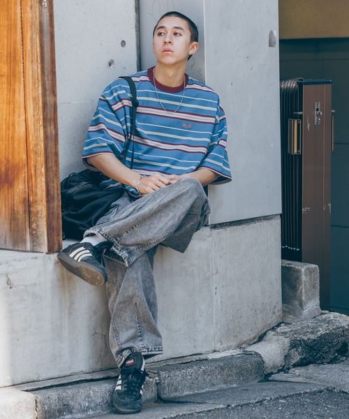 RAGEBLUE（レイジブルー）の「【SIGNAL SPORTS】ワンポイント刺繍／ボーダークルーネックオーバーTシャツ（Tシャツ/カットソー・メンズ・ホワイト/グレー/ブルー/ブラック・MEDIUM/LARGE）」の19枚目の写真