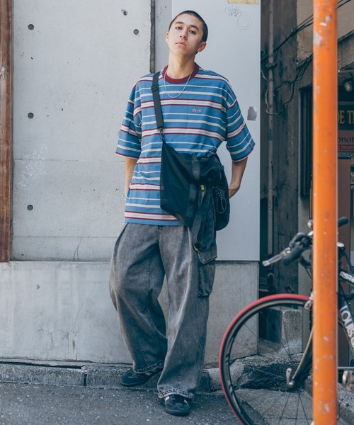 RAGEBLUE（レイジブルー）の「【SIGNAL SPORTS】ワンポイント刺繍／ボーダークルーネックオーバーTシャツ（Tシャツ/カットソー・メンズ・ホワイト/グレー/ブルー/ブラック・MEDIUM/LARGE）」の20枚目の写真