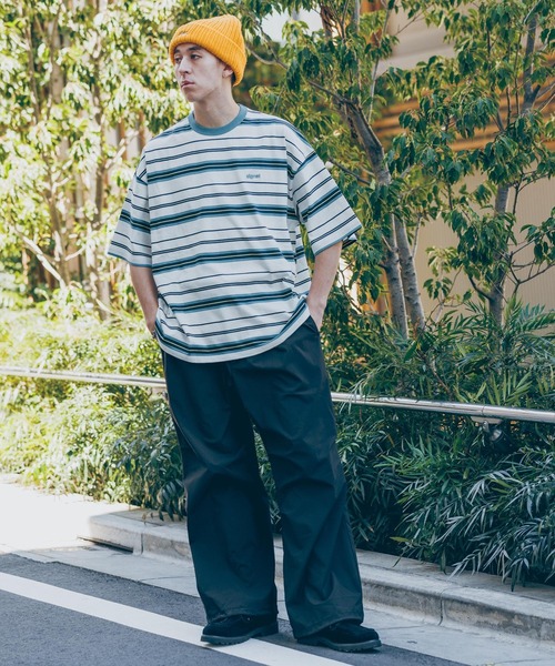 RAGEBLUE（レイジブルー）の「【SIGNAL SPORTS】ワンポイント刺繍／ボーダークルーネックオーバーTシャツ（Tシャツ/カットソー・メンズ・ホワイト/グレー/ブルー/ブラック・MEDIUM/LARGE）」の5枚目の写真