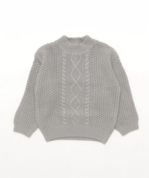 【セール】★Quincy Mae★CABLE KNIT SWEATER | DUSTY BLUE(その他ベビー用品)|Quincy Mae(クインシーメイ)