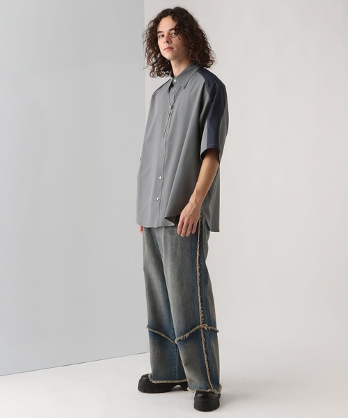 HARE（ハレ）の「【SET UP対応】ウェーブラインメッシュシャツ(HARE)（シャツ/ブラウス・メンズ・グレー/ブラック/ベージュ・FREE）」の7枚目の写真