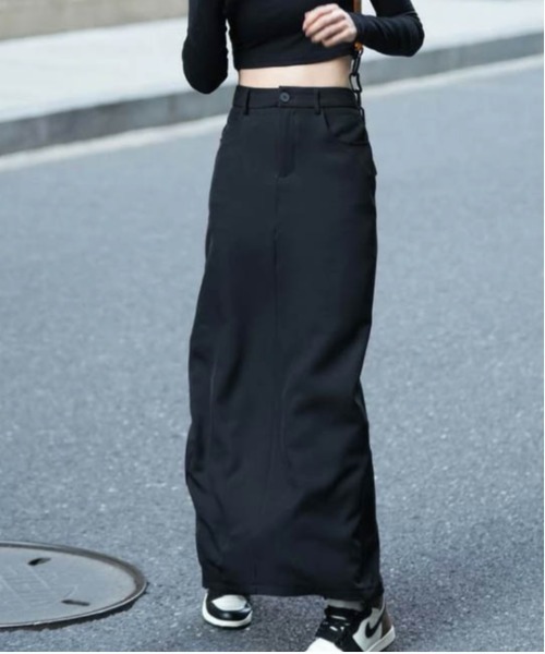 AMELY(エミリー)の「ツイルロングスカート(スカート・レディース・ブラック/グレー/ベージュ/ホワイト・M/L)」の10枚目の写真