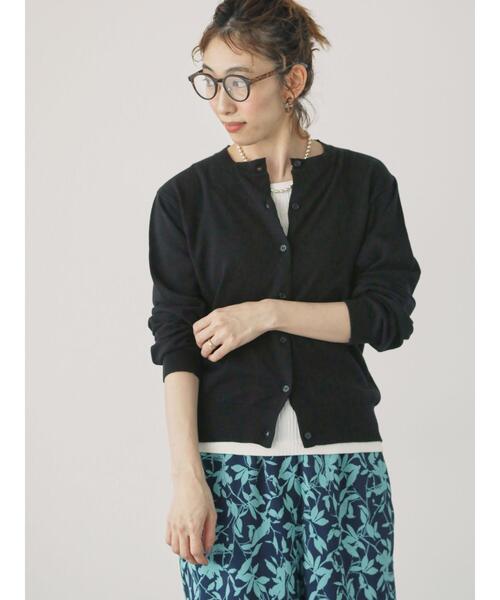 Lugnoncure（ルノンキュール）の「【UVカット】強撚コットンクルーカーディガン（カーディガン/ボレロ・レディース・ブラック/ブルー/グレー/オレンジ・F）」の2枚目の写真