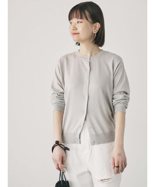 Lugnoncure（ルノンキュール）の「【UVカット】強撚コットンクルーカーディガン（カーディガン/ボレロ・レディース・ブラック/ブルー/グレー/オレンジ・F）」の7枚目の写真