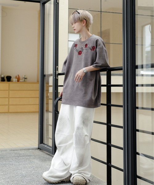 neos（ネオス）の「【neos】ルーズシルエット フェイクスウェード 薔薇 ローズ 刺繍 ロゴ ハーフスリーブ Tシャツ（Tシャツ/カットソー・メンズ・ブラック/ブラウン/グリーン・MEDIUM/LARGE/X-LARGE）」の10枚目の写真