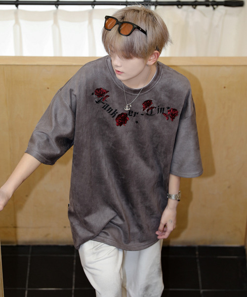 neos（ネオス）の「【neos】ルーズシルエット フェイクスウェード 薔薇 ローズ 刺繍 ロゴ ハーフスリーブ Tシャツ（Tシャツ/カットソー・メンズ・ブラック/ブラウン/グリーン・MEDIUM/LARGE/X-LARGE）」の11枚目の写真