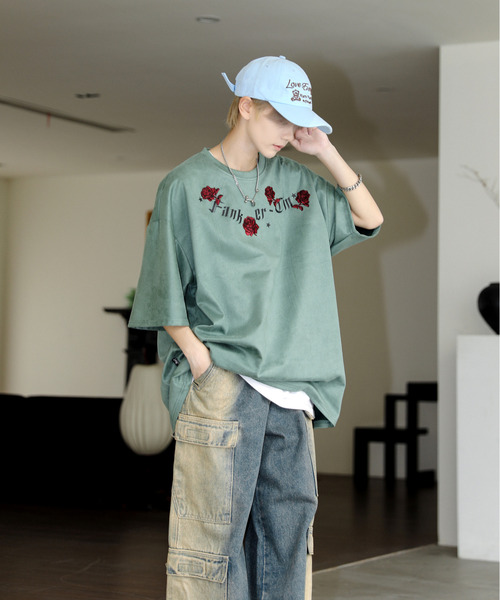 neos（ネオス）の「【neos】ルーズシルエット フェイクスウェード 薔薇 ローズ 刺繍 ロゴ ハーフスリーブ Tシャツ（Tシャツ/カットソー・メンズ・ブラック/ブラウン/グリーン・MEDIUM/LARGE/X-LARGE）」の18枚目の写真