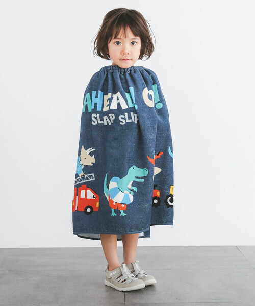 SLAP SLIP（スラップスリップ）の「恐竜人魚プリントラップタオル（スイムグッズ・キッズ・ブルー系その他/ネイビー・FREE）」の5枚目の写真