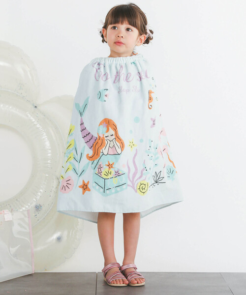 SLAP SLIP（スラップスリップ）の「恐竜人魚プリントラップタオル（スイムグッズ・キッズ・ブルー系その他/ネイビー・FREE）」の7枚目の写真