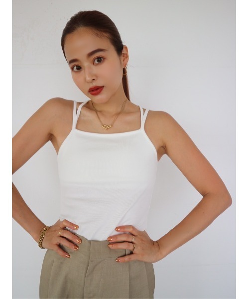 TRUNC(トランクエイティーエイト)の「Rib Back Cross Camisole(キャミソール・レディース・チャコールグレー/ブラック/アイボリー・FREE)」の2枚目の写真