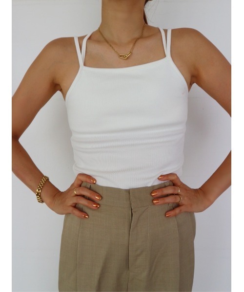 TRUNC(トランクエイティーエイト)の「Rib Back Cross Camisole(キャミソール・レディース・チャコールグレー/ブラック/アイボリー・FREE)」の15枚目の写真