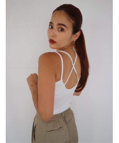 TRUNC(トランクエイティーエイト)の「Rib Back Cross Camisole(キャミソール・レディース・チャコールグレー/ブラック/アイボリー・FREE)」の18枚目の写真
