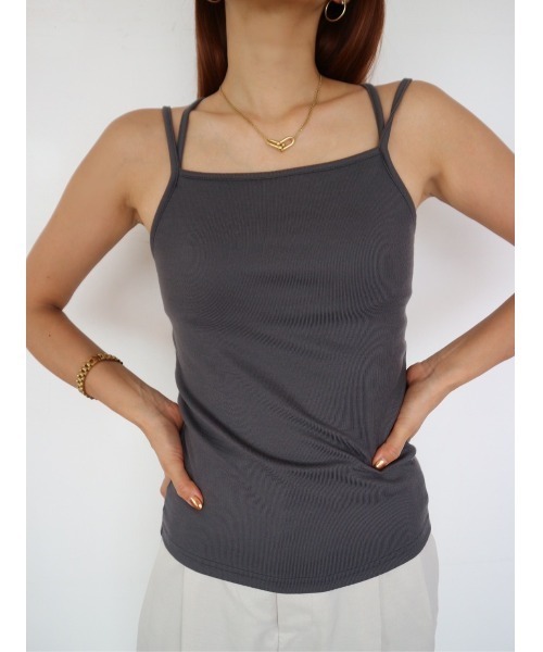 TRUNC(トランクエイティーエイト)の「Rib Back Cross Camisole(キャミソール・レディース・チャコールグレー/ブラック/アイボリー・FREE)」の19枚目の写真