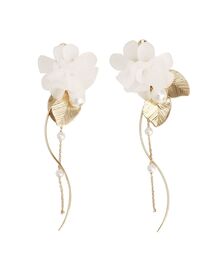MERCURYDUO | BIGフラワーモチーフパールチェーンイヤリング(イヤリング)