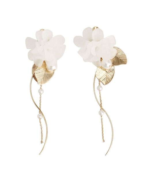 MERCURYDUO（マーキュリーデュオ）の「BIGフラワーモチーフパールチェーンイヤリング（イヤリング・レディース・ゴールド/シルバー・FREE）」の2枚目の写真