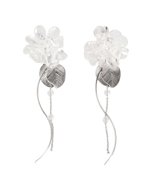 MERCURYDUO（マーキュリーデュオ）の「BIGフラワーモチーフパールチェーンイヤリング（イヤリング・レディース・ゴールド/シルバー・FREE）」の4枚目の写真