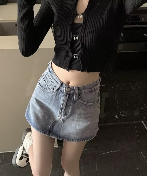 Miniministore（ミニミニストア）の「デニムスカパン キュロットスカート韓国風（デニムスカート・レディース・チャコールグレー/サックスブルー・S/M/L/XL）」の5枚目の写真