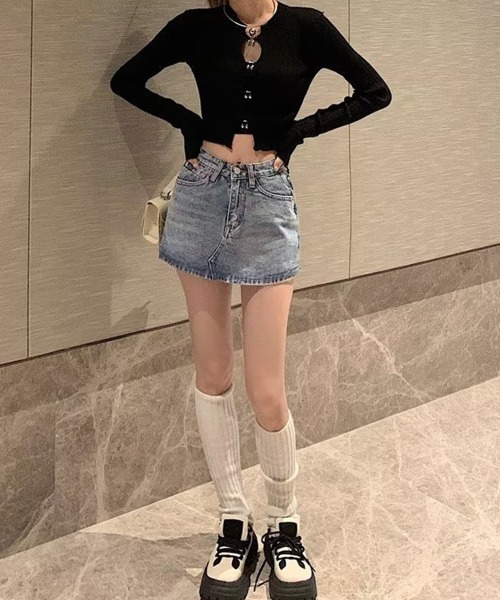 Miniministore（ミニミニストア）の「デニムスカパン キュロットスカート韓国風（デニムスカート・レディース・チャコールグレー/サックスブルー・S/M/L/XL）」の7枚目の写真