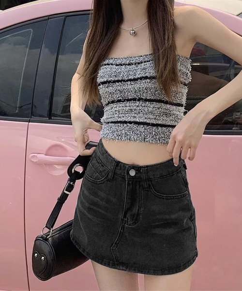 Miniministore（ミニミニストア）の「デニムスカパン キュロットスカート韓国風（デニムスカート・レディース・チャコールグレー/サックスブルー・S/M/L/XL）」の10枚目の写真